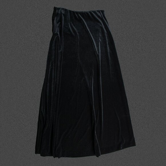 CASUAL CORNER Stretch Velvet Maxi Skirt Formal Black L - Picture 7 of 8